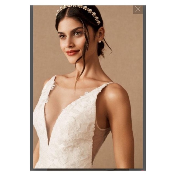 JENNY YOO BHLDN Eden Easton Wedding Gown Size 14 Deep V Neck Cutout NWT - Picture 10 of 13